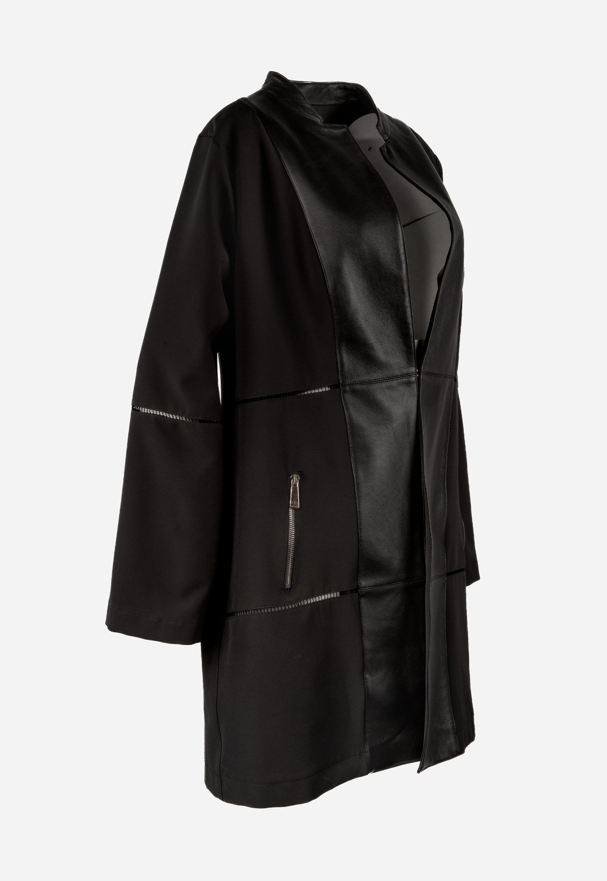 Black jacket with genuine lambskin details