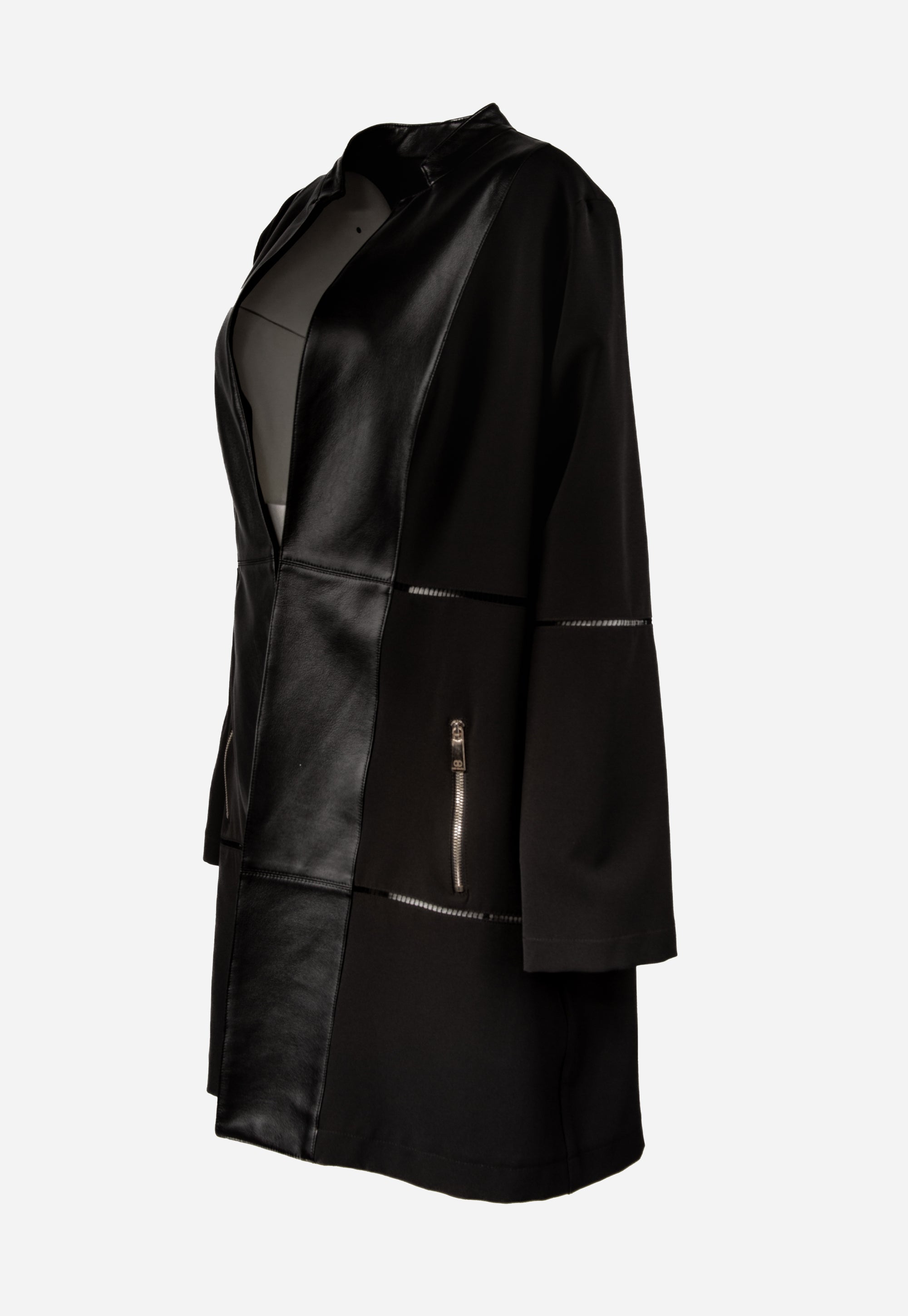 Black jacket with genuine lambskin details