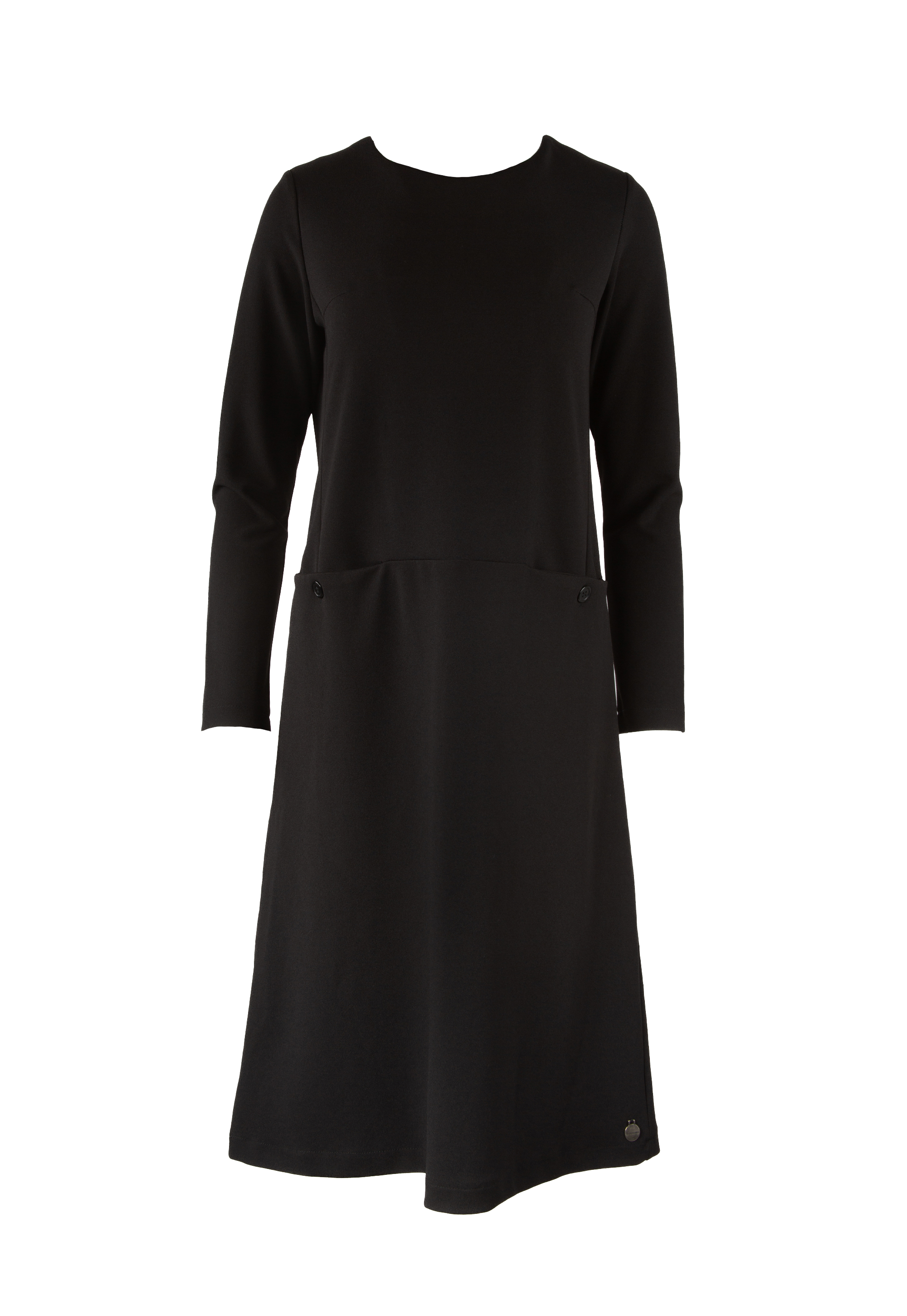 Black long sleeve knee length dress