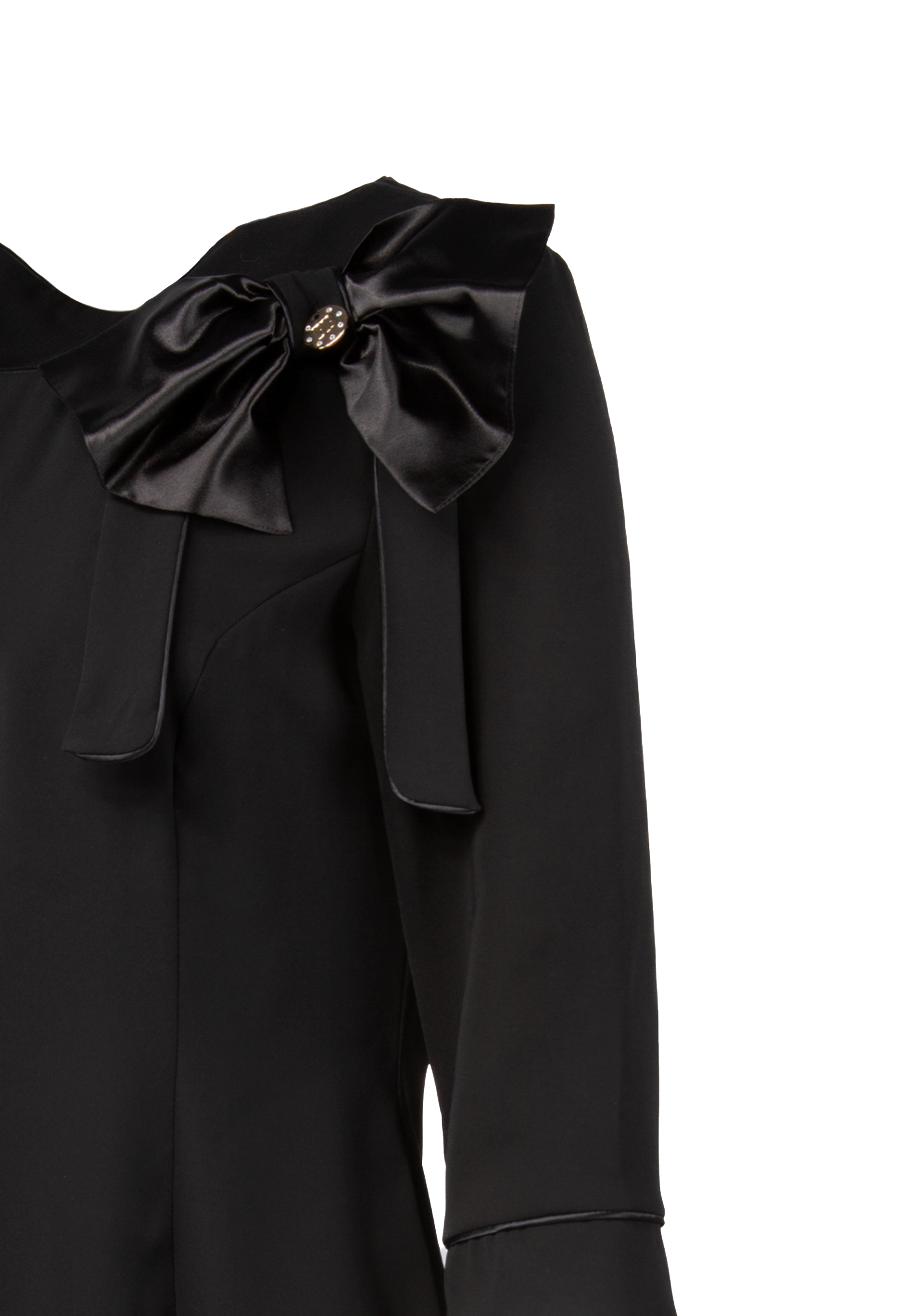 Black dress with decorative bow on the bust