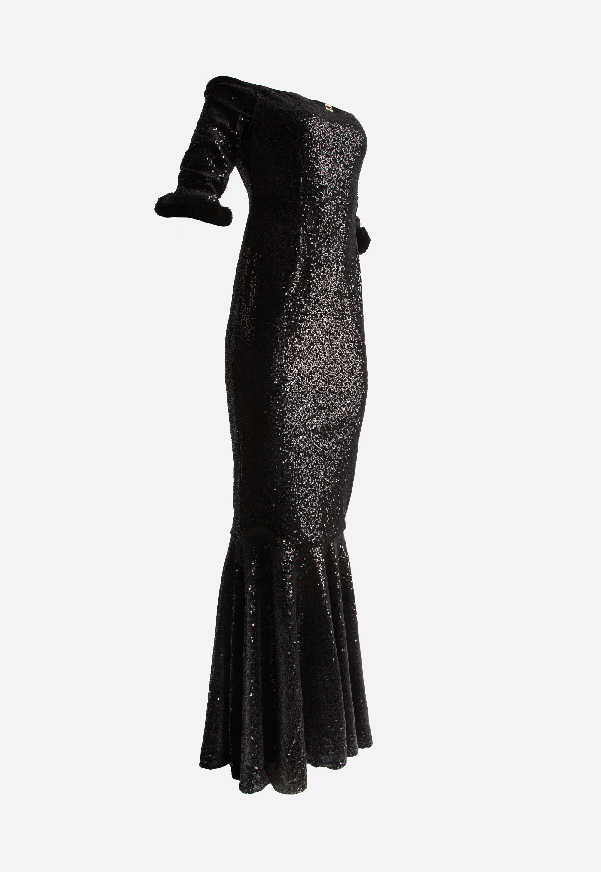 Long black velvet mermaid dress