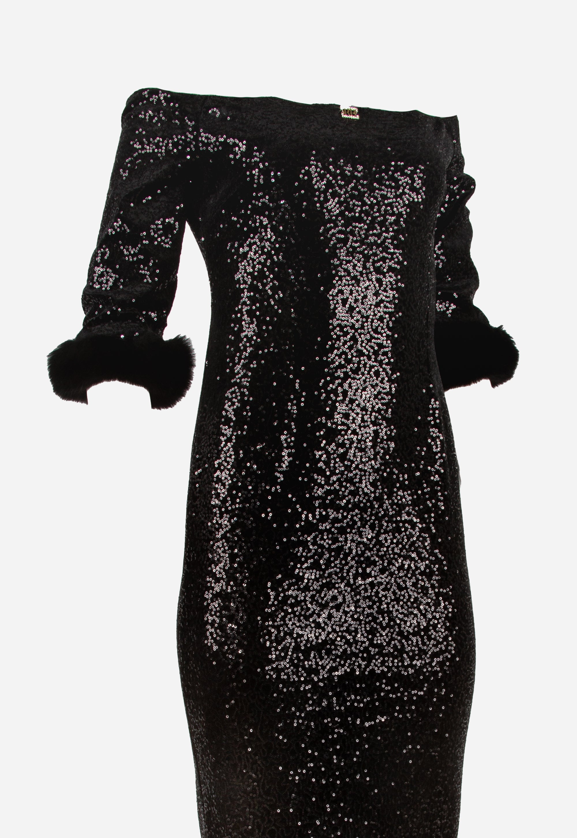 Long black velvet mermaid dress