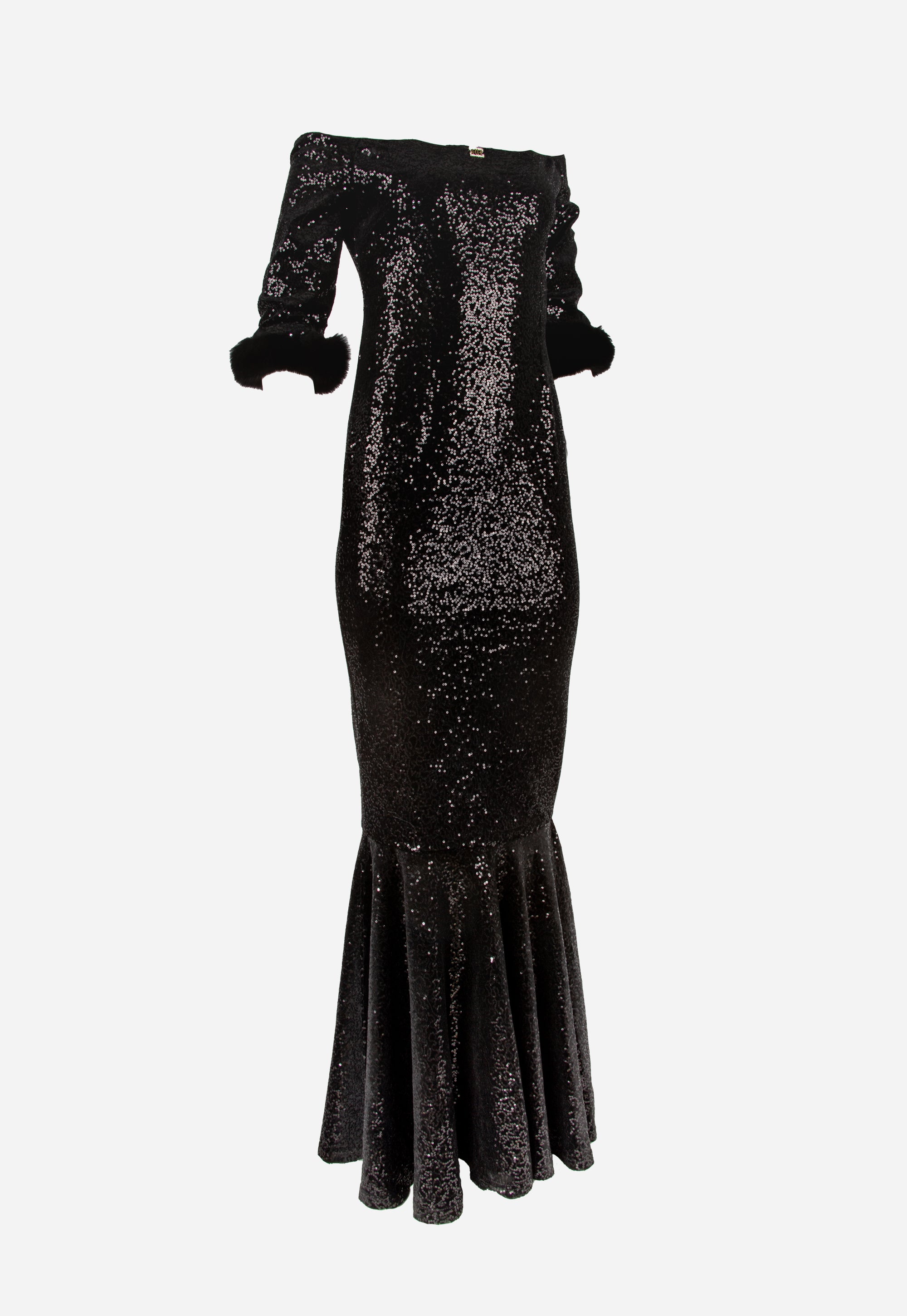 Long black velvet mermaid dress