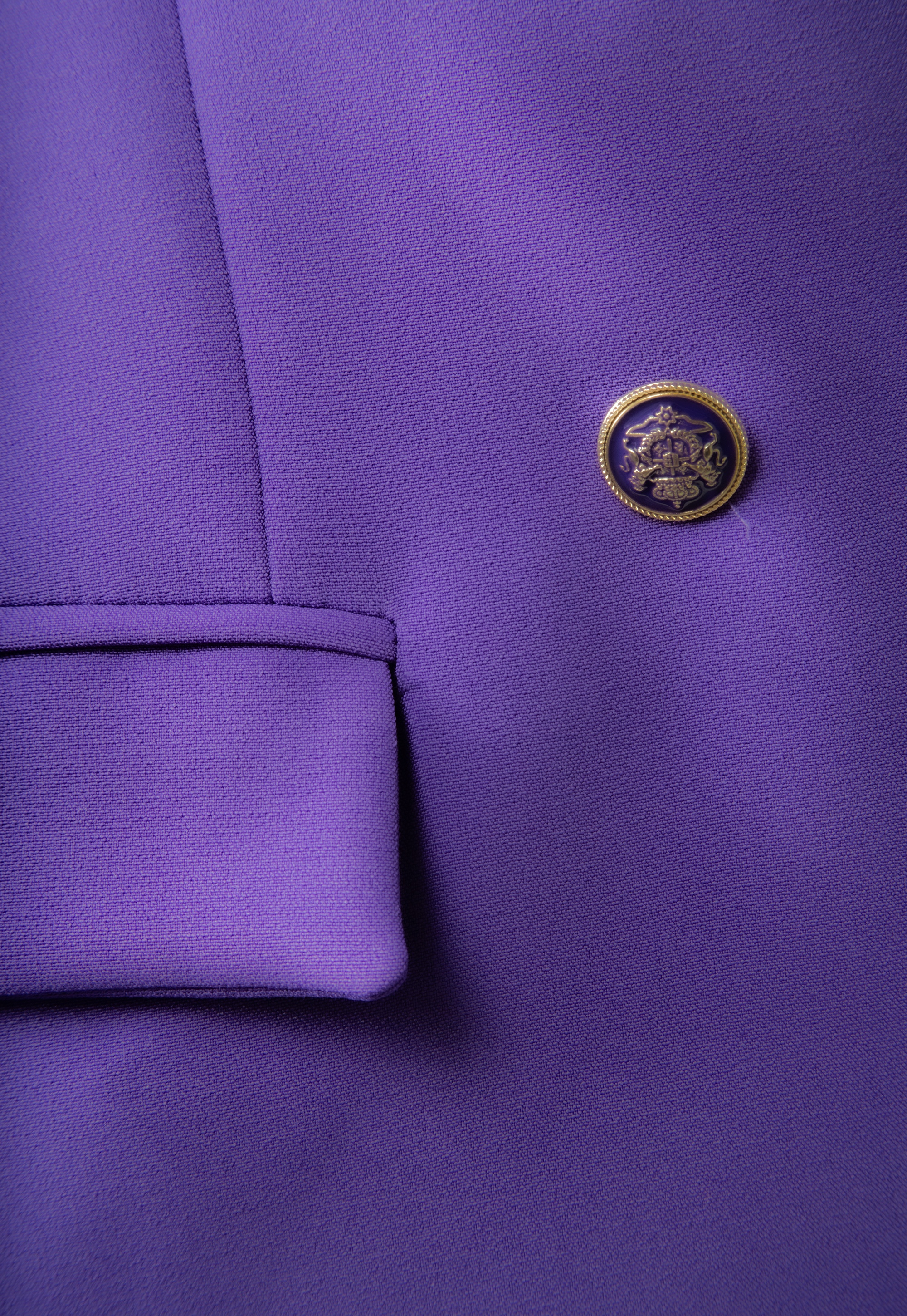 Purple jacket with slightly set shoulders