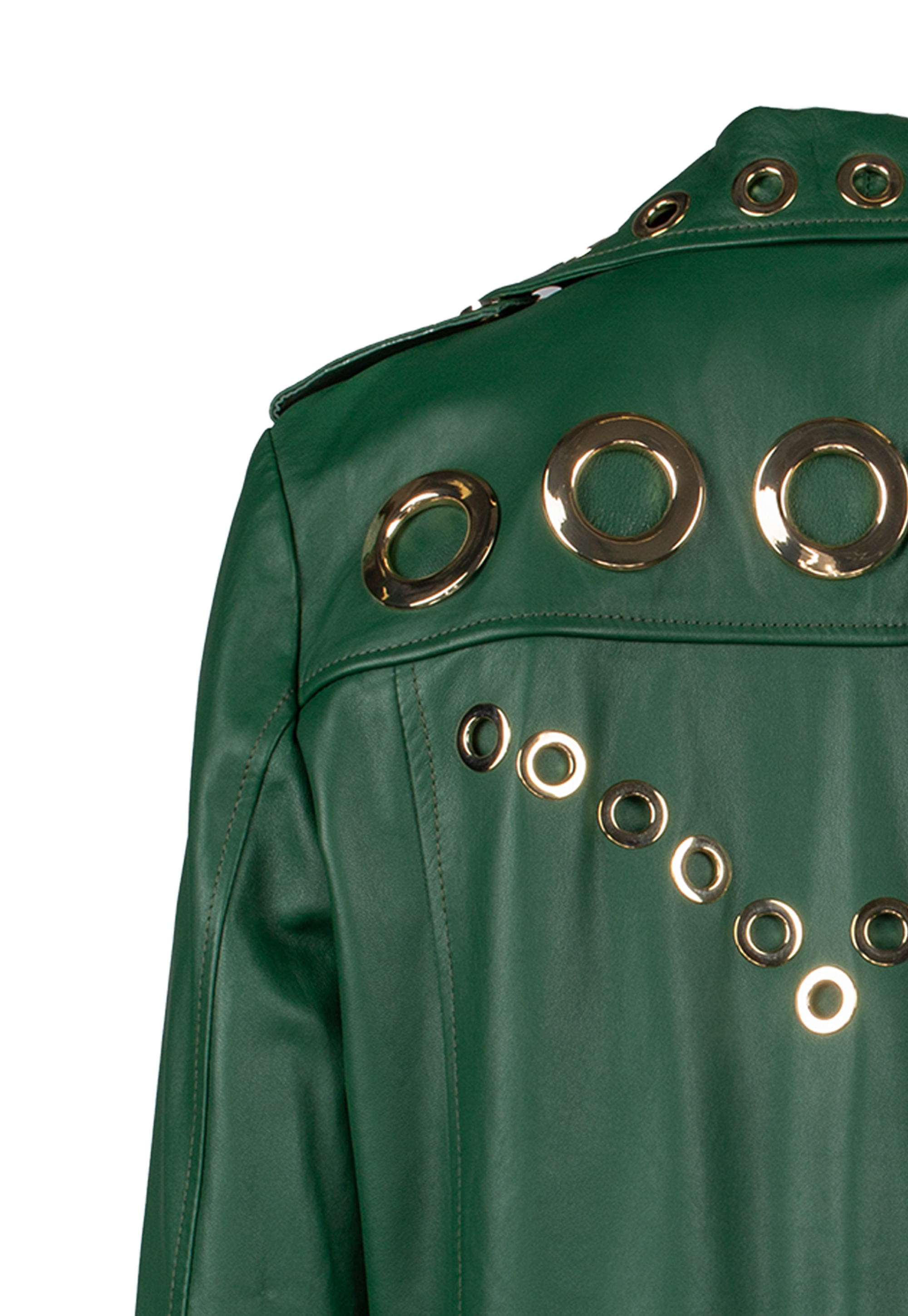 Genuine leather jacket with golden details