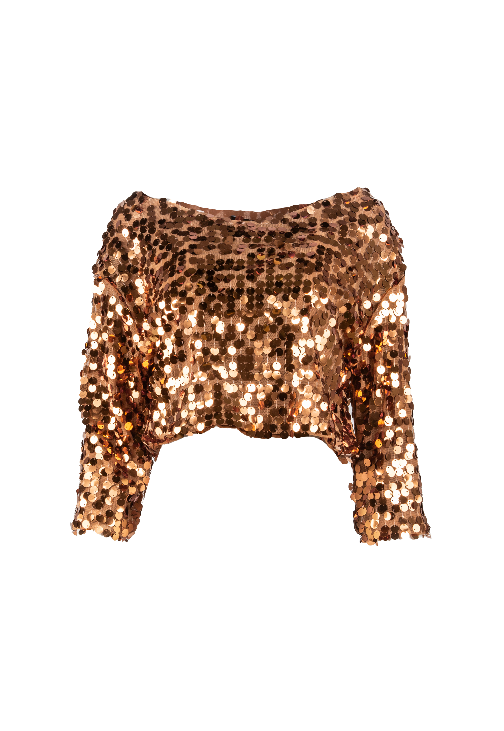 Croped blouse with brown sequins