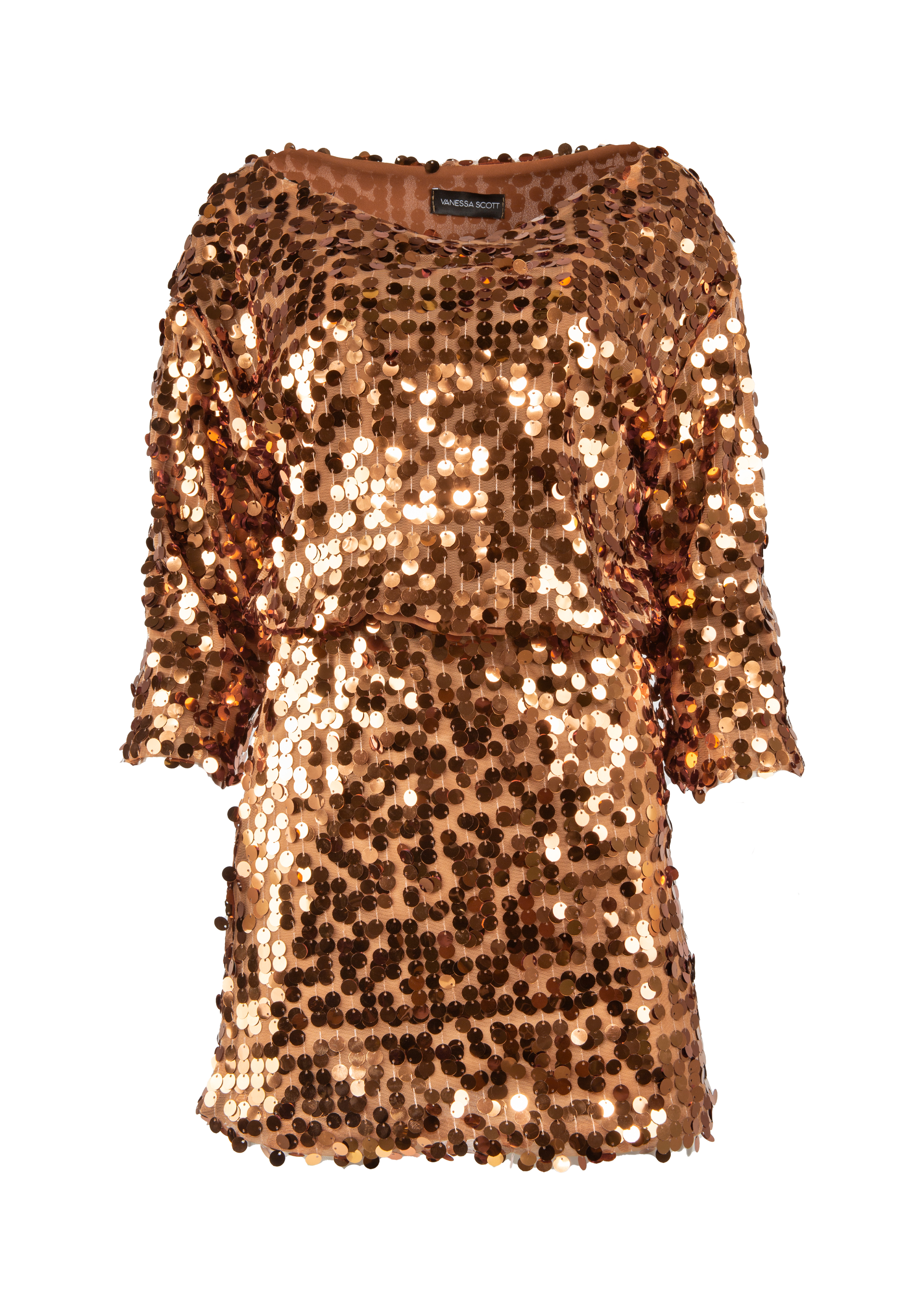 Croped blouse with brown sequins