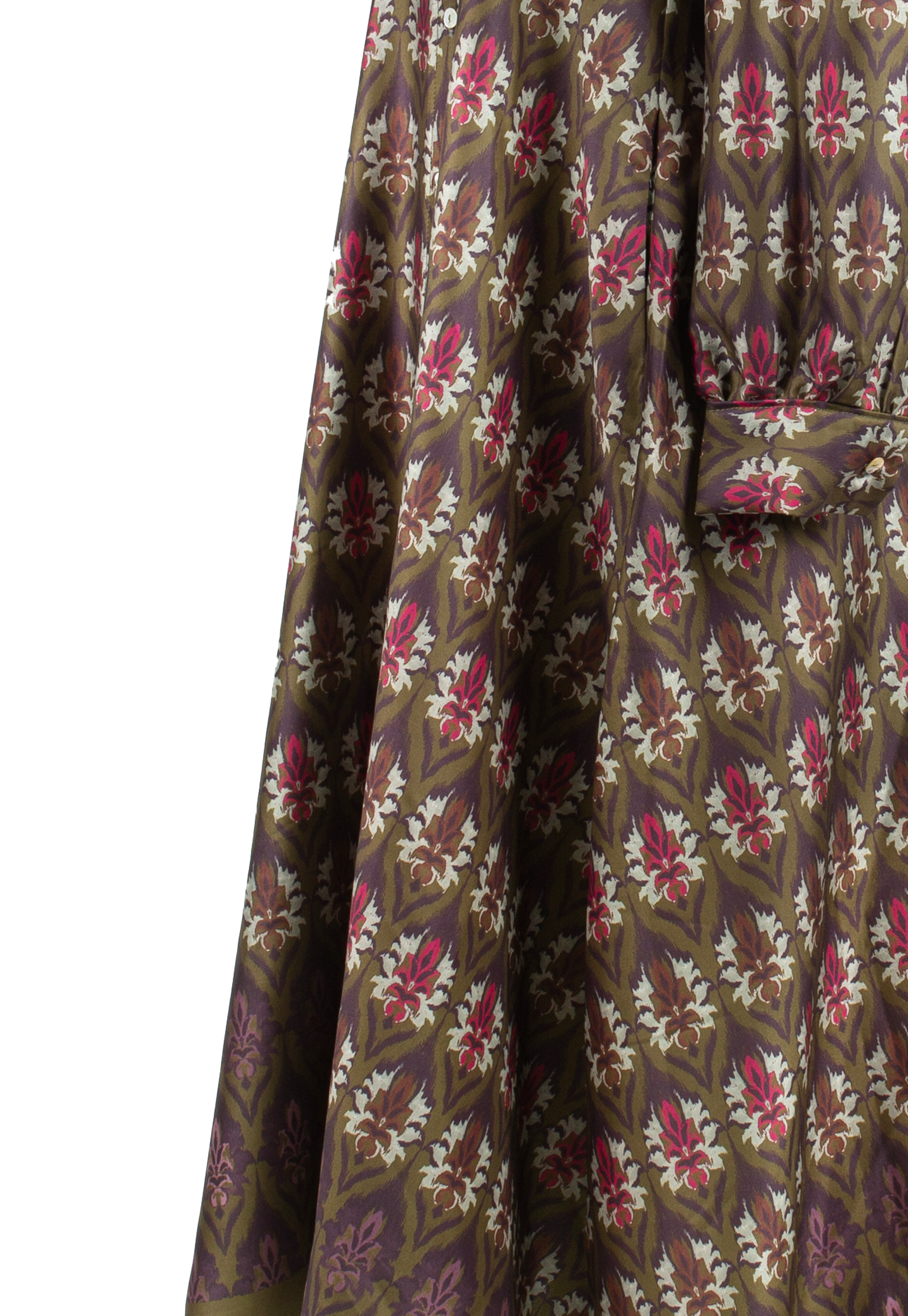 Olive brown dress with floral pattern