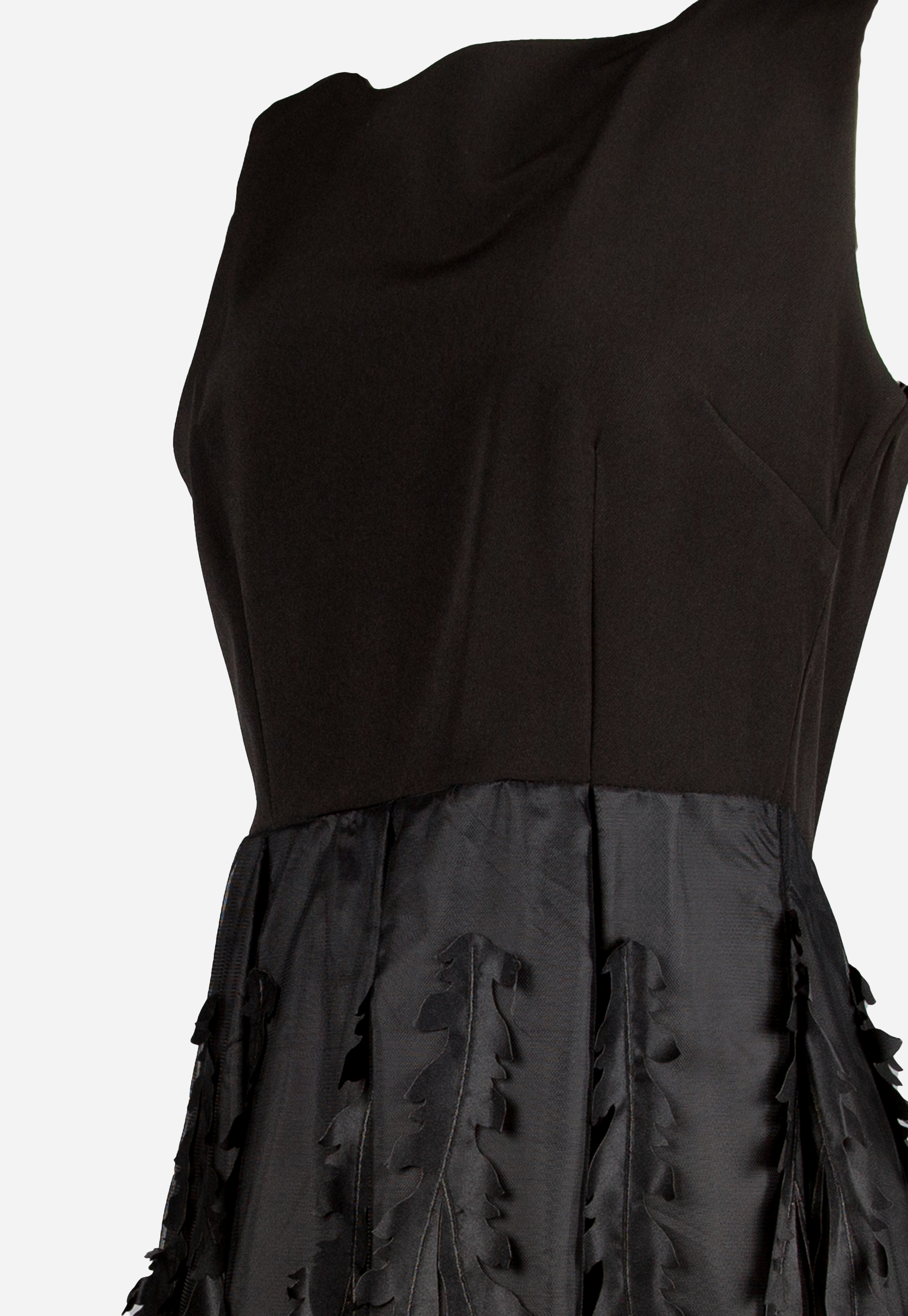 Black sleeveless dress with textured mesh