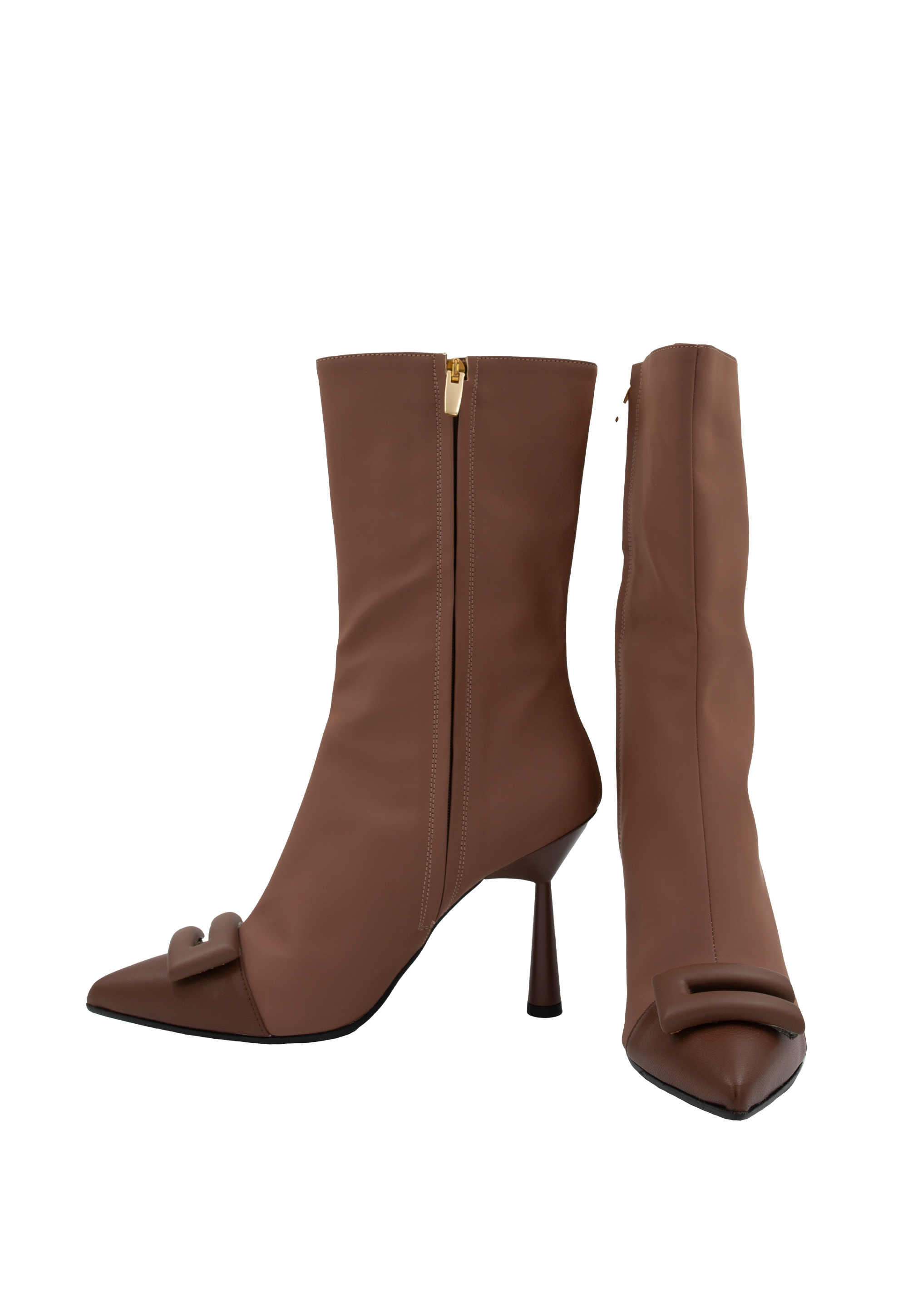 Two-tone medium high boots