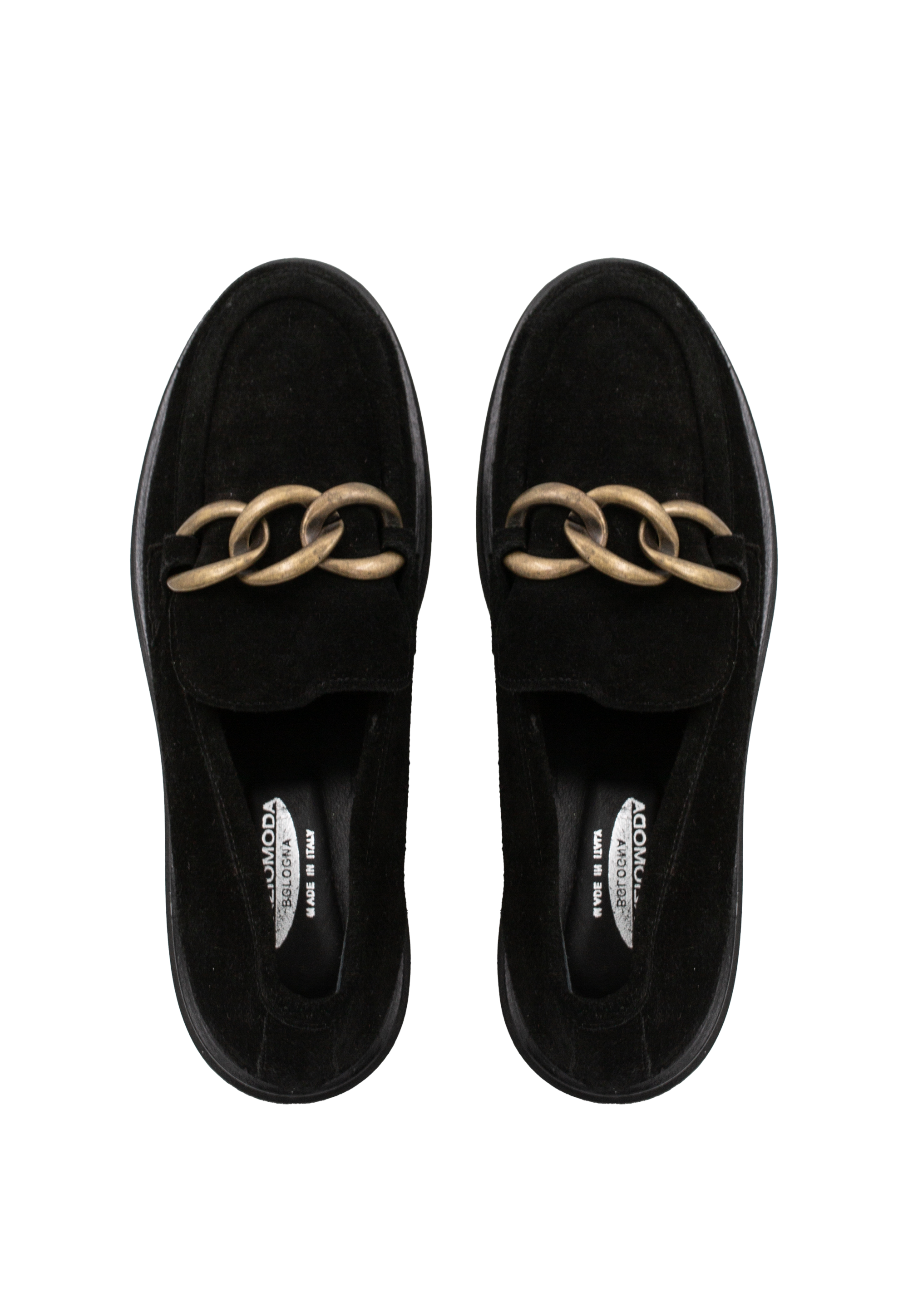 Loafers with a decorative chain