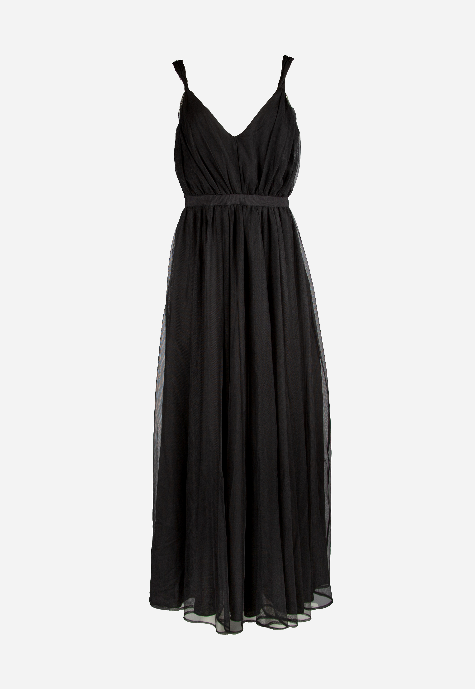 Long black dress with thin straps