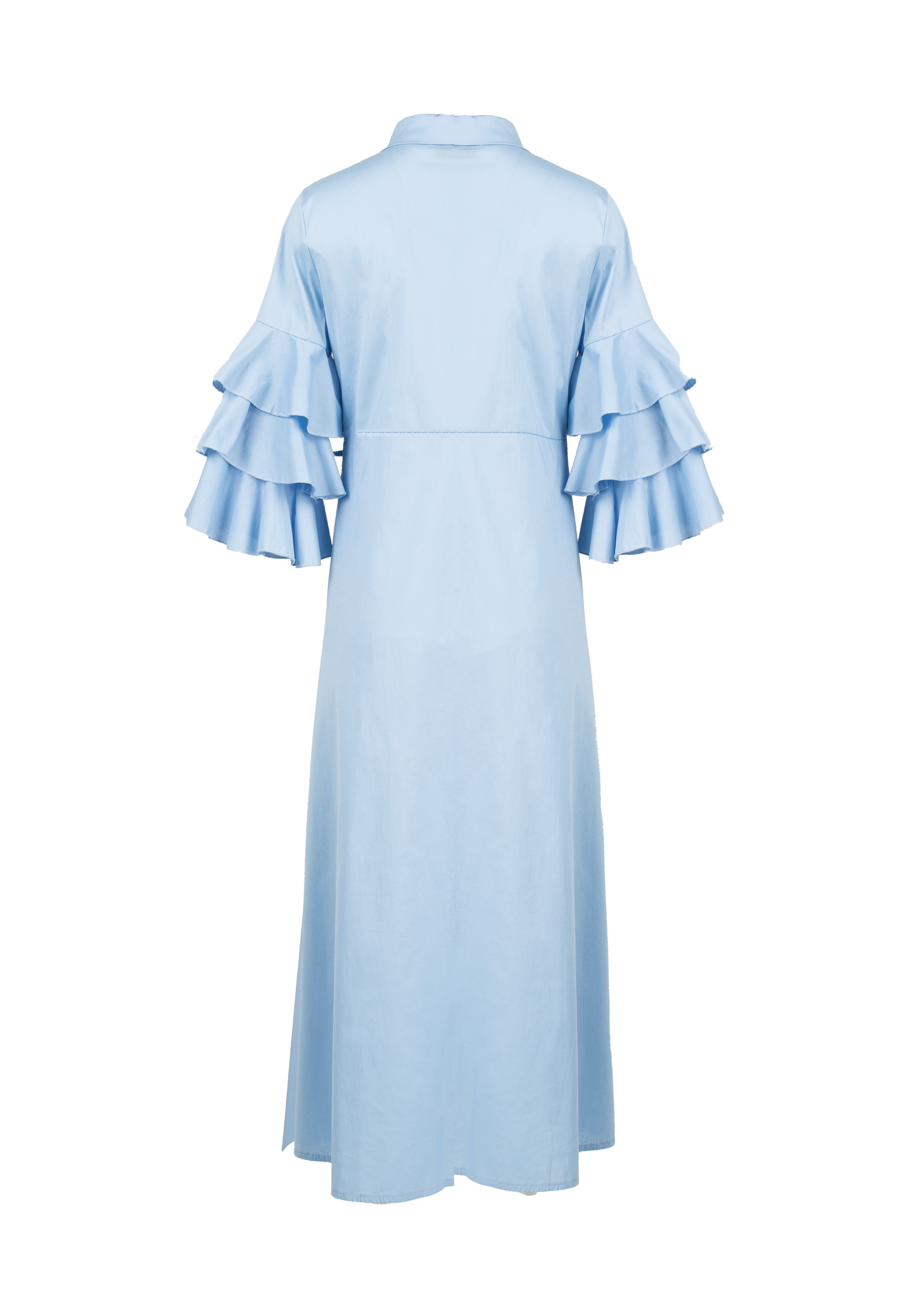 Blue Long Dress With Ruffles