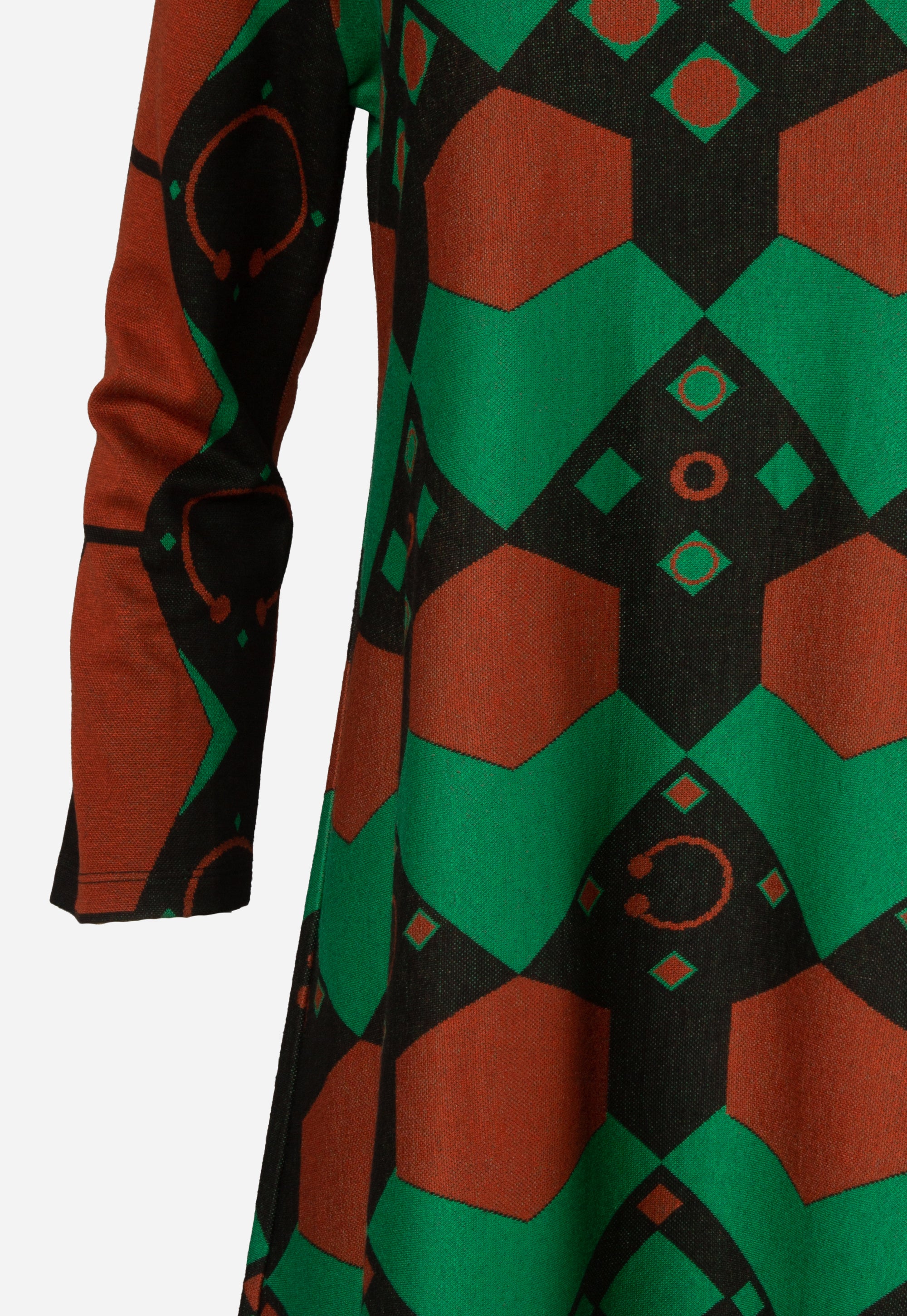 Dress/tunic with round neckline and geometric pattern