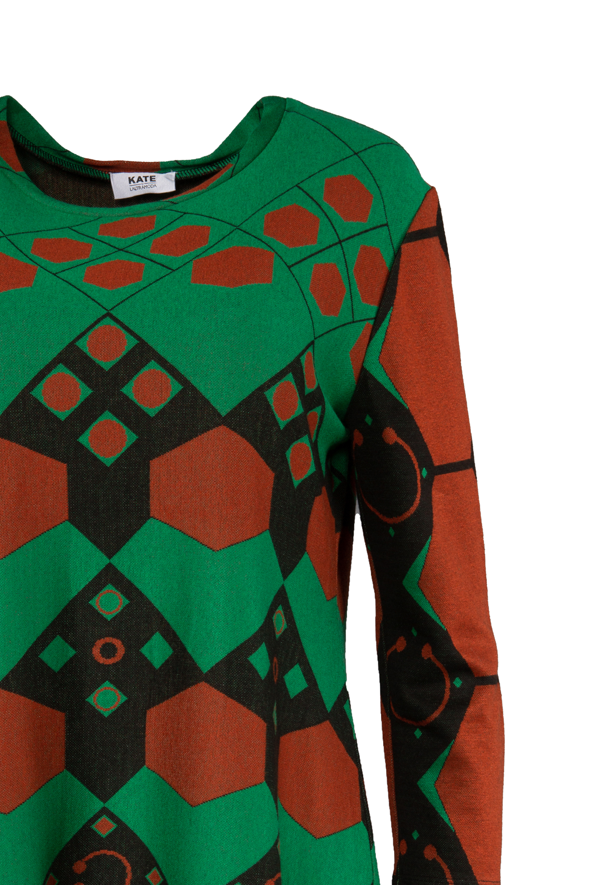 Dress/tunic with round neckline and geometric pattern