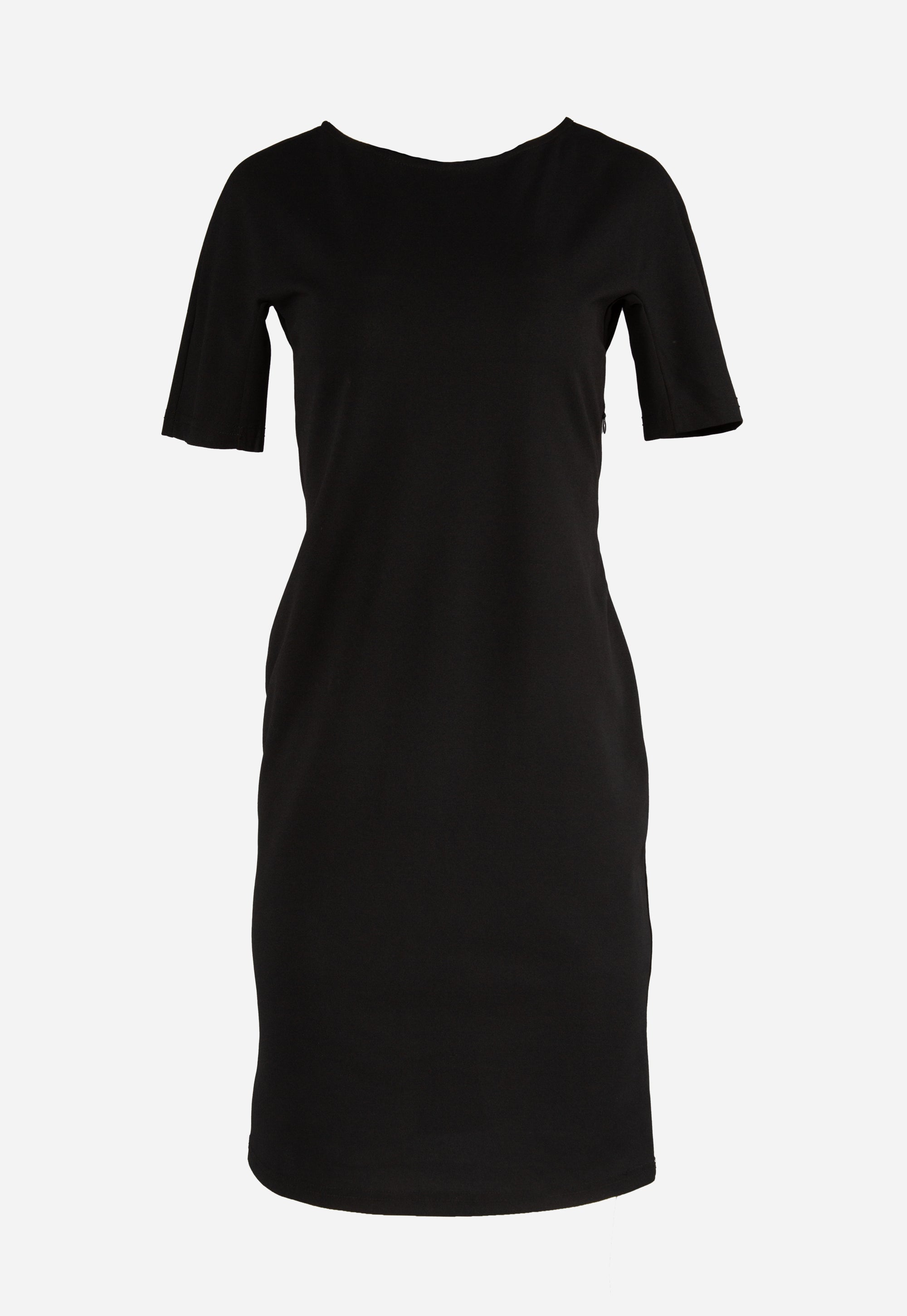 Slim fit dress with short sleeves and round neck