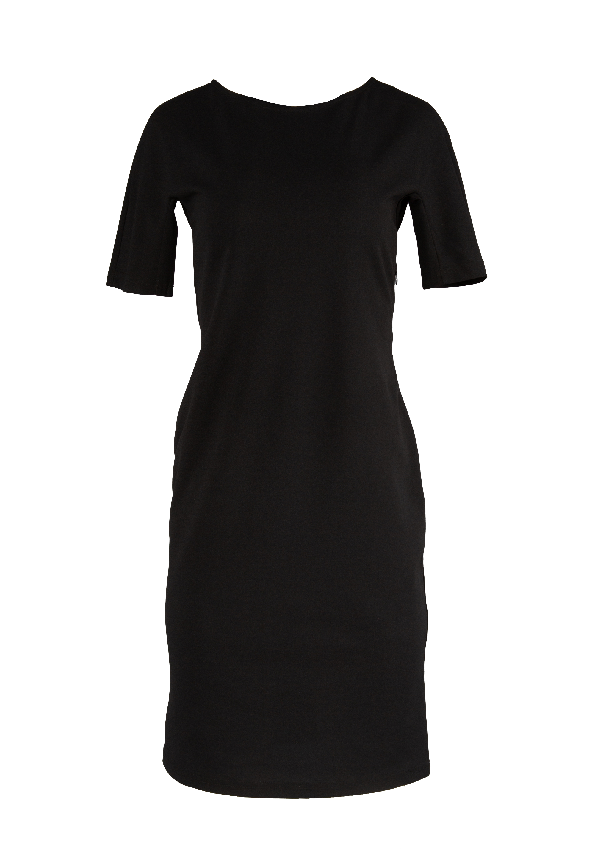 Slim fit dress with short sleeves and round neck