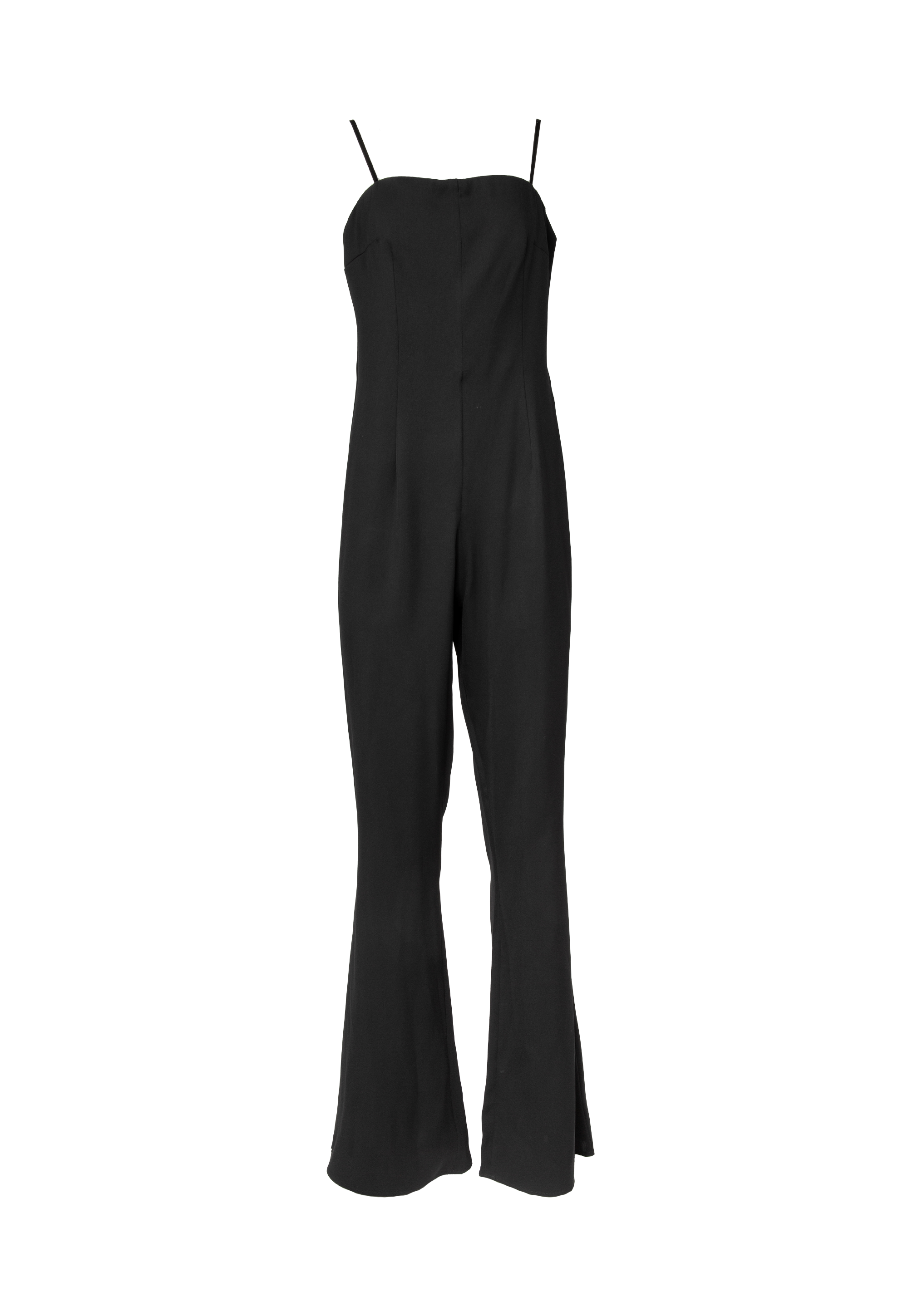 Jumpsuit with thin straps and trapeze legs