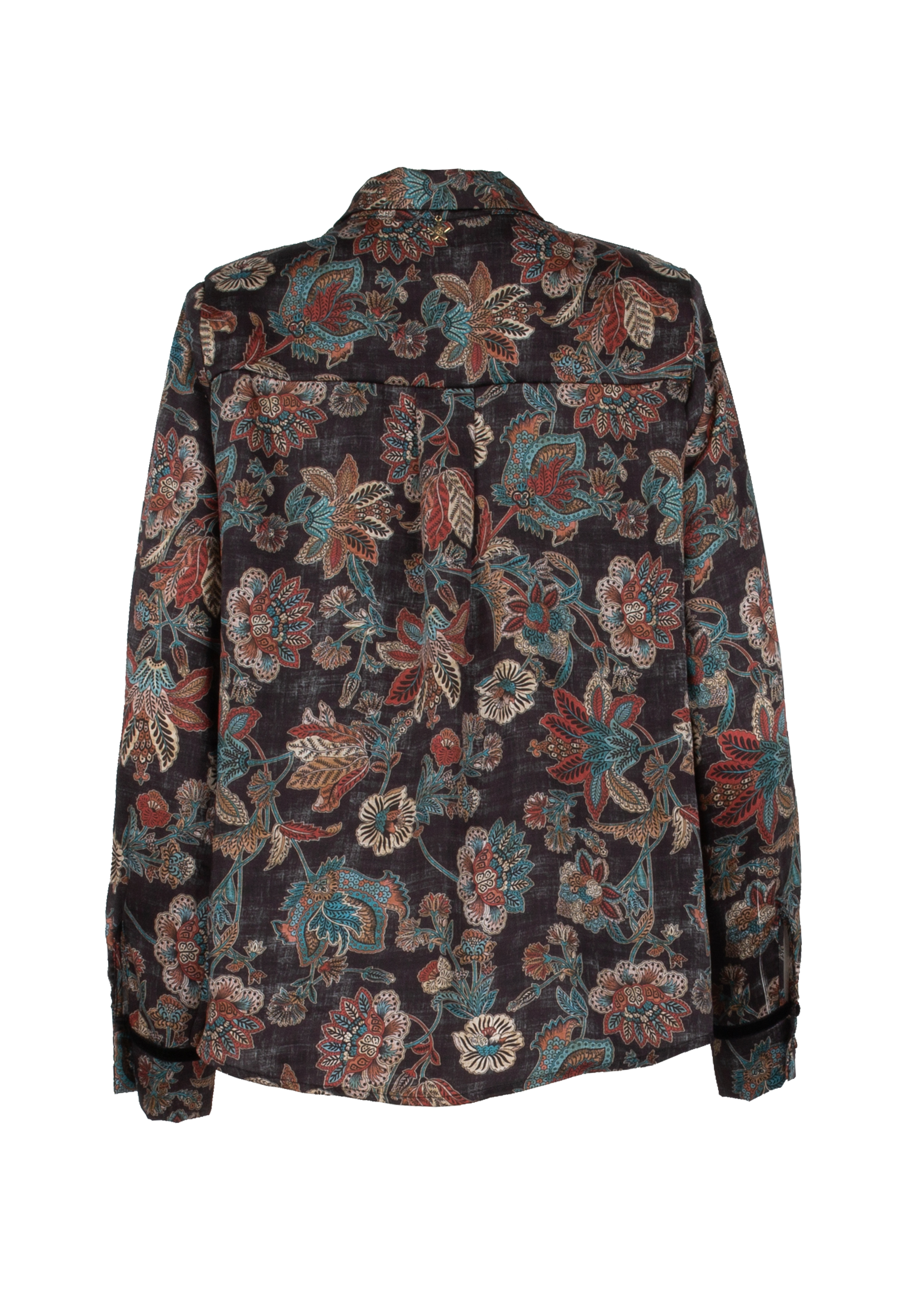 Shirt with floral design and black background