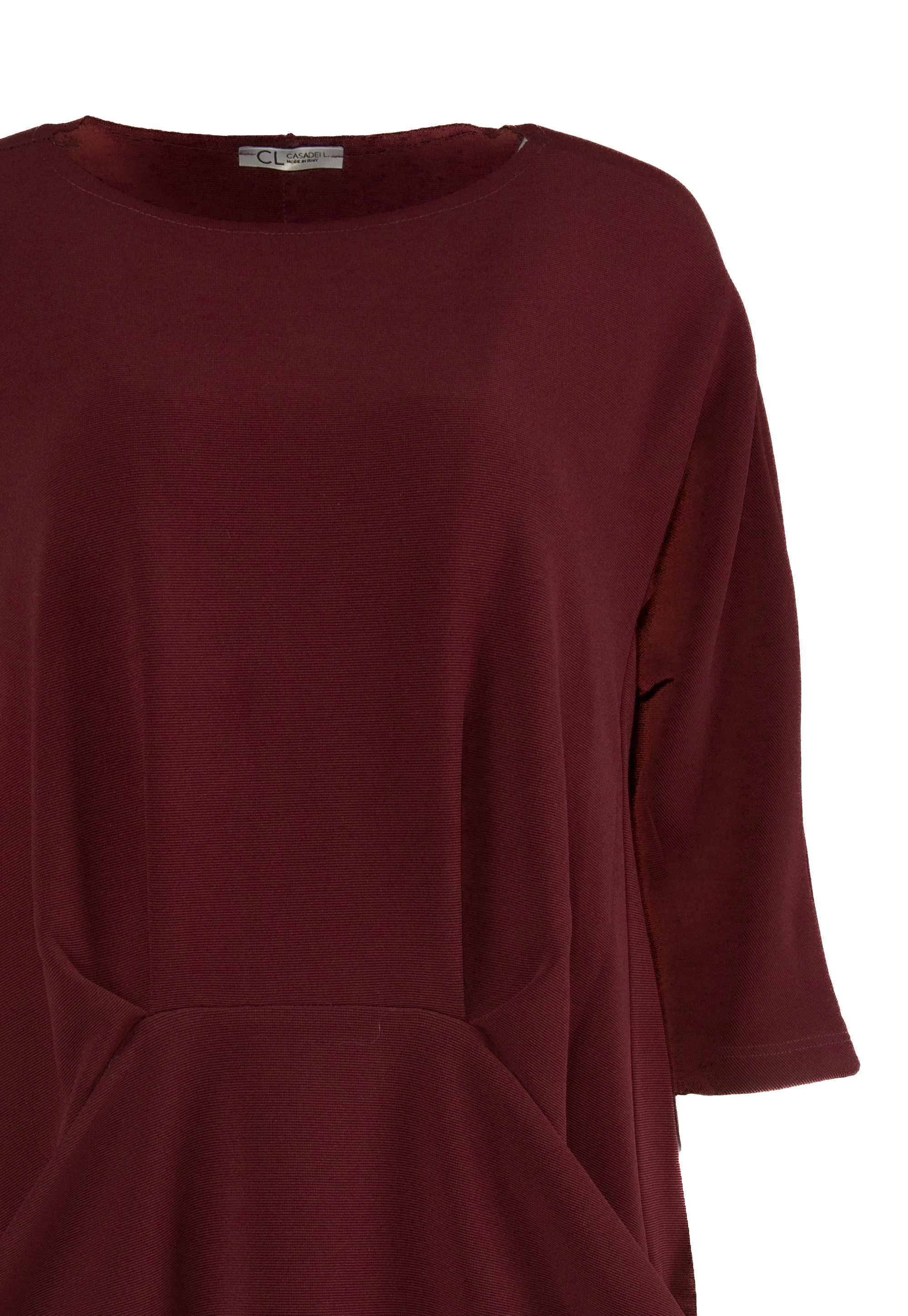 Burgundy dress with decorative pockets