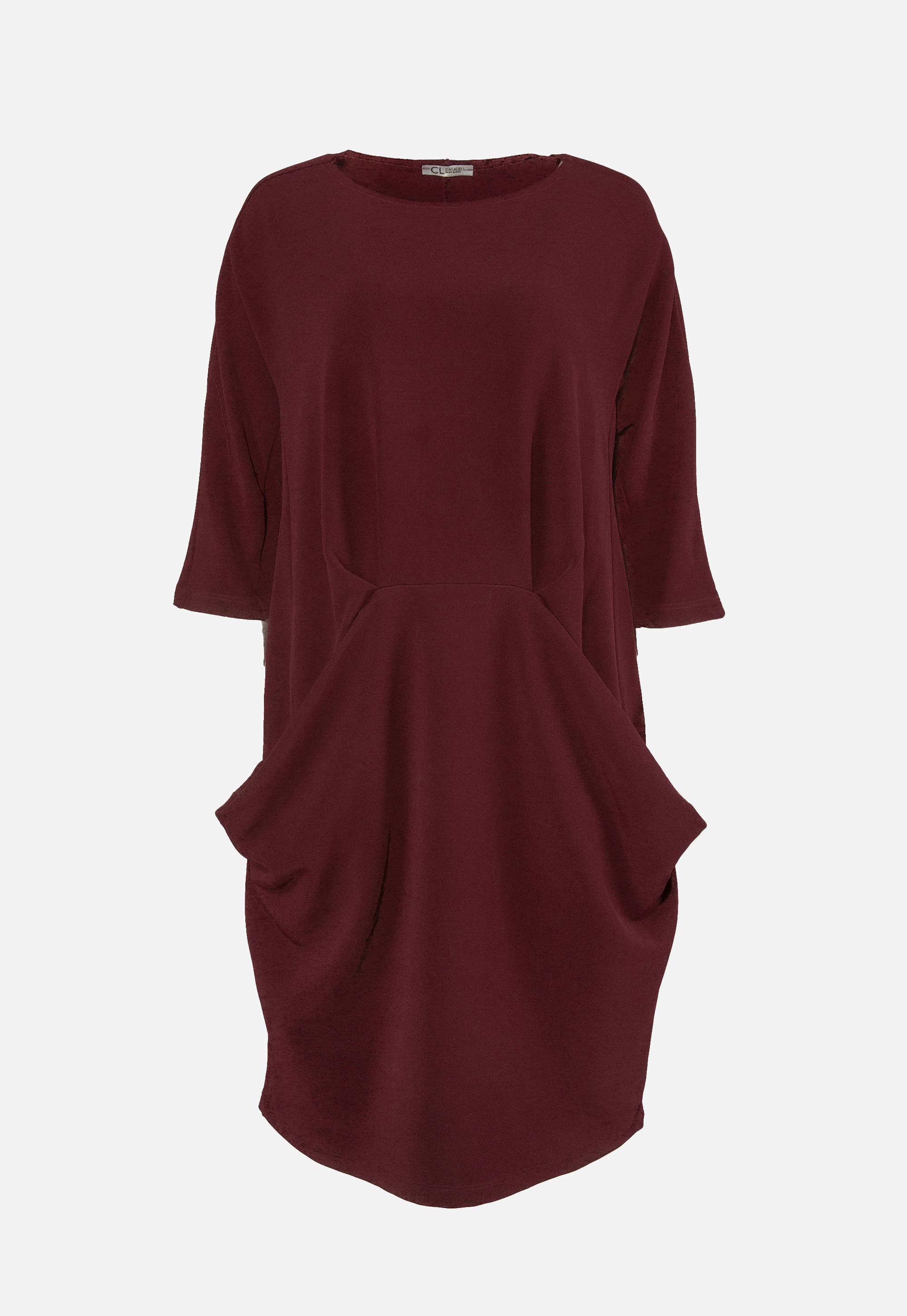 Burgundy dress with decorative pockets