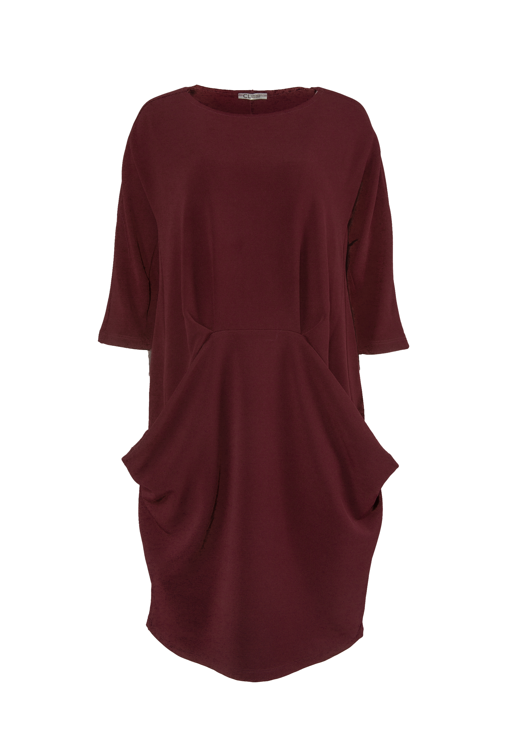 Burgundy dress with decorative pockets