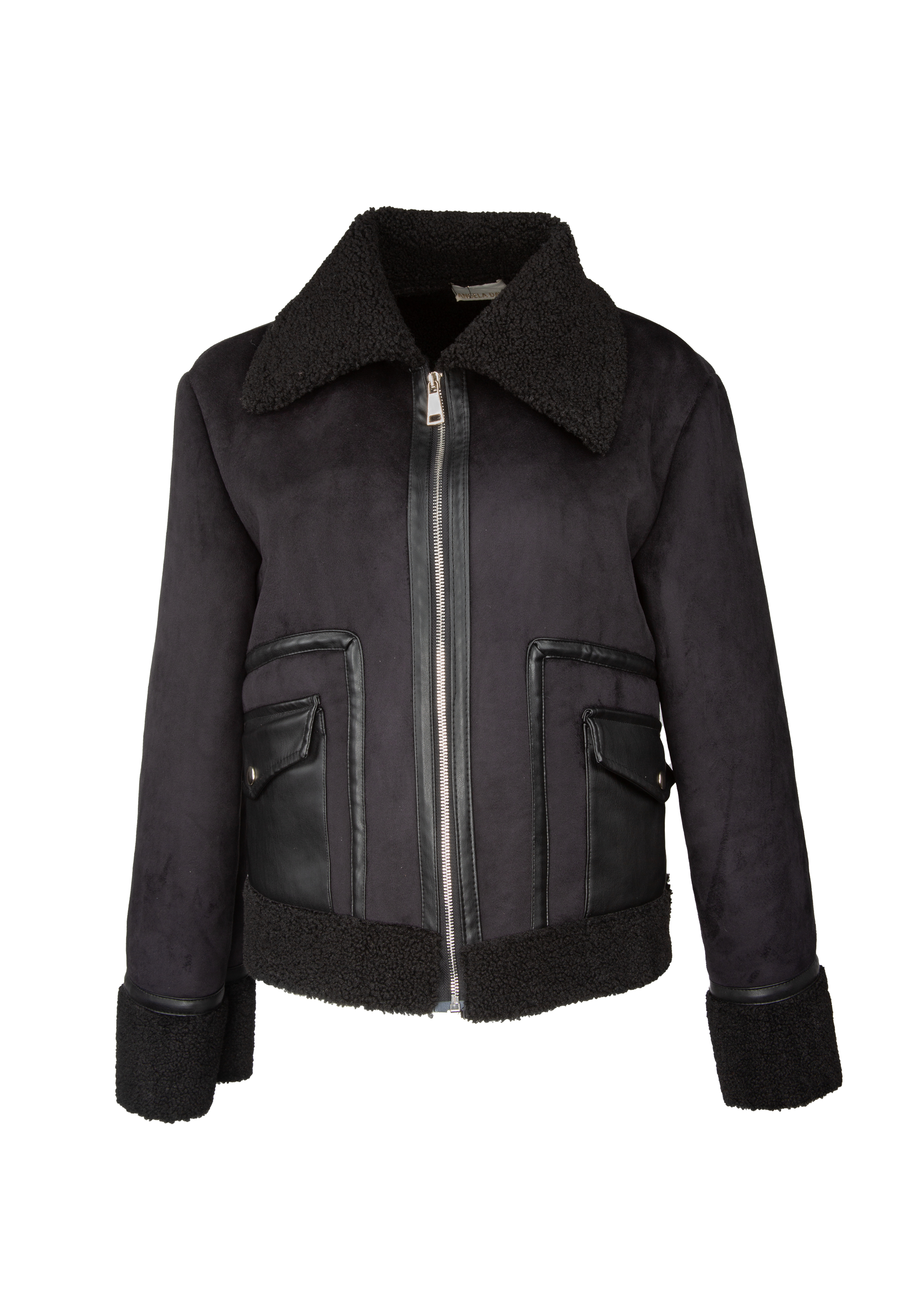 Padded jacket made of brushed artificial leather