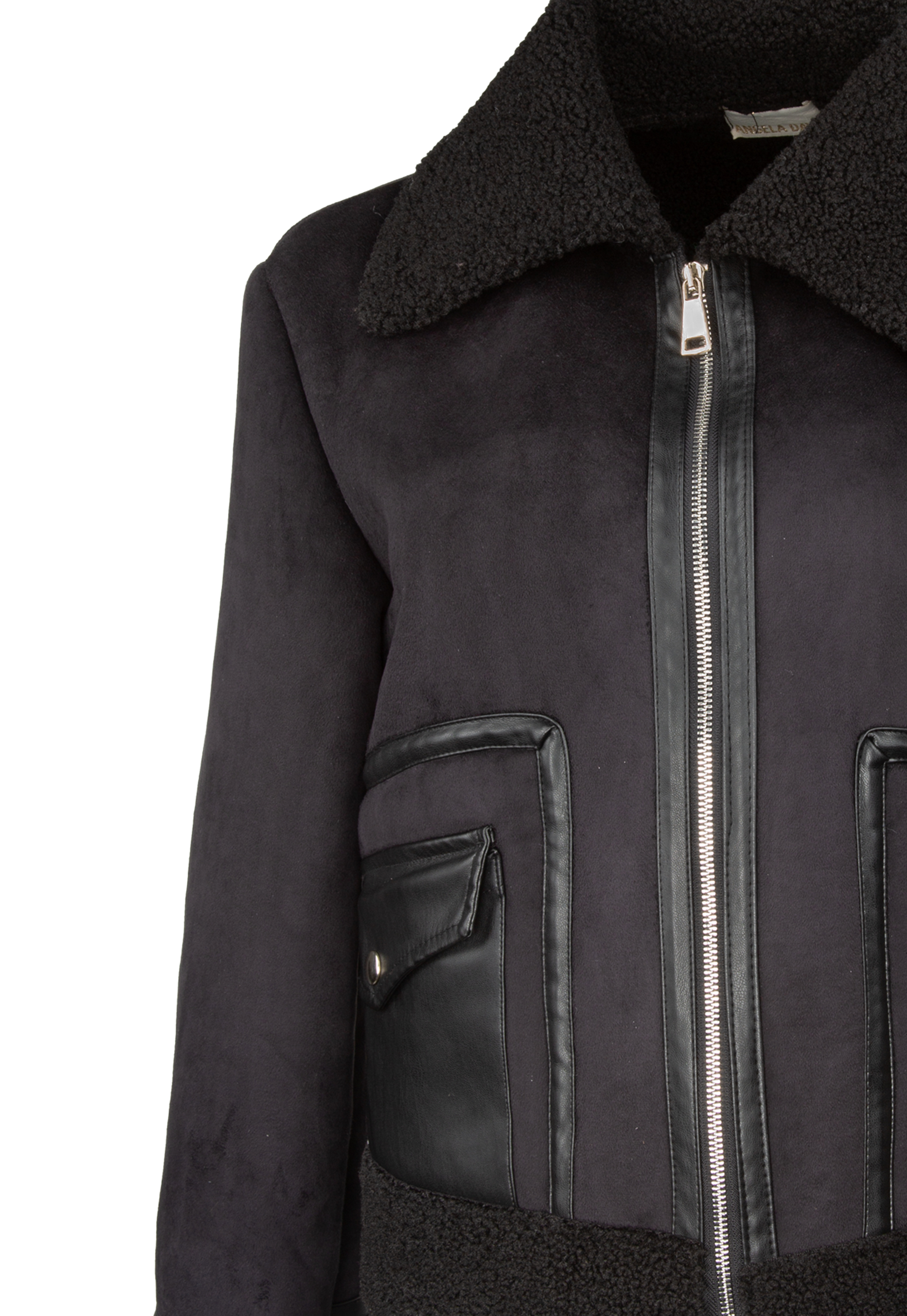 Padded jacket made of brushed artificial leather