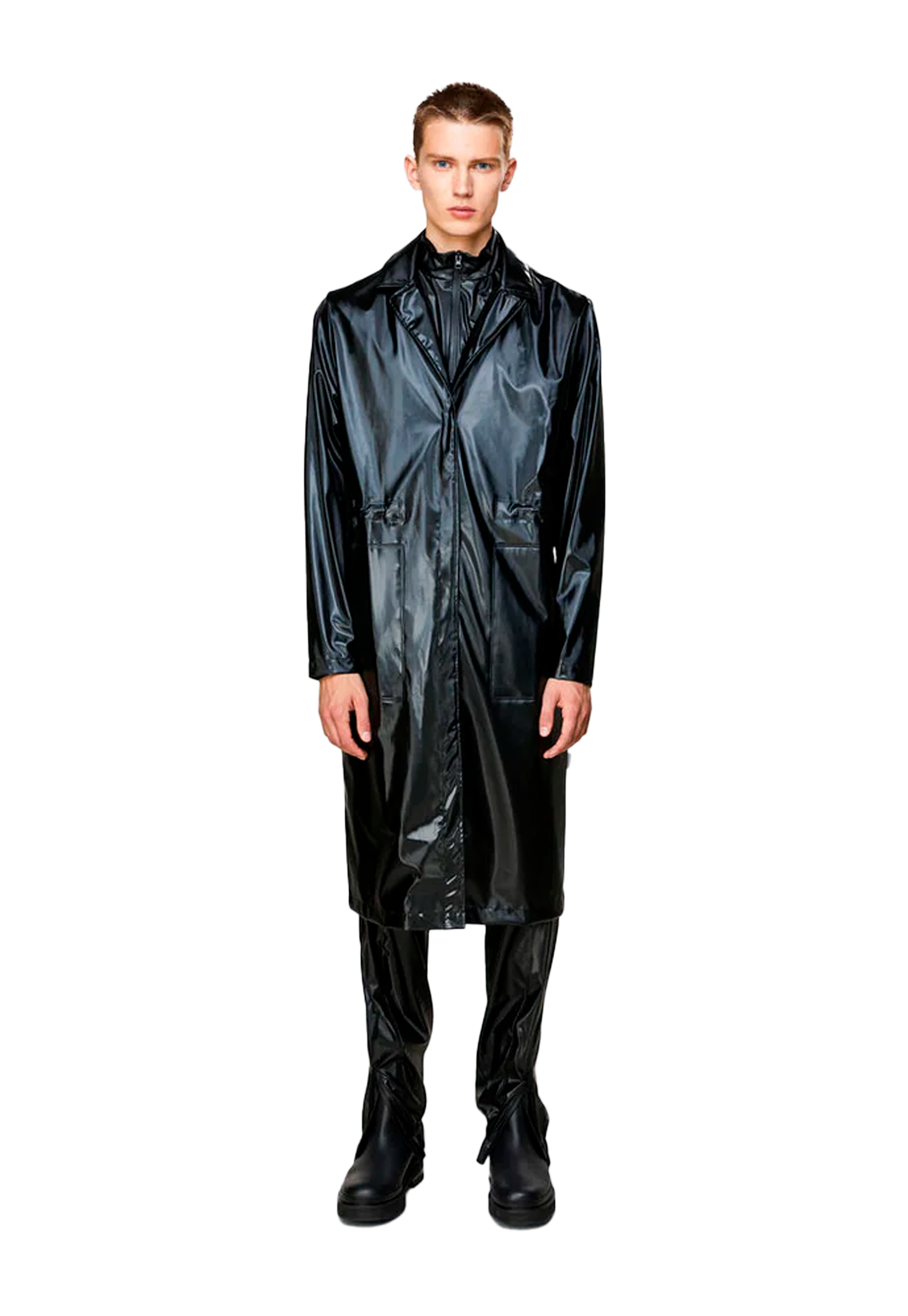 String Overcoat| Shiny Black