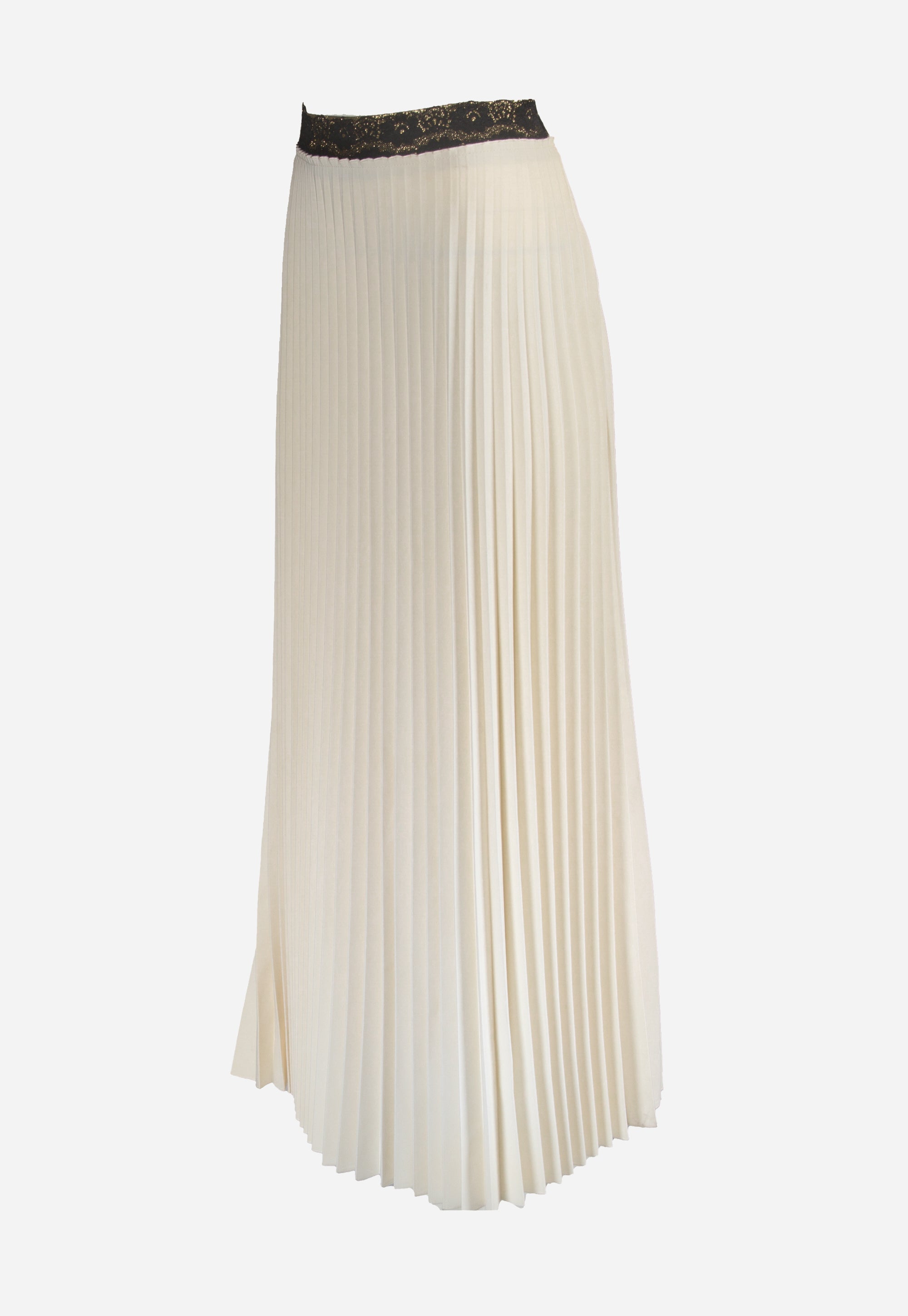 Long white pleated skirt